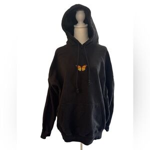 Brandi Melville Embroidered Butterfly Black Hoodie Large